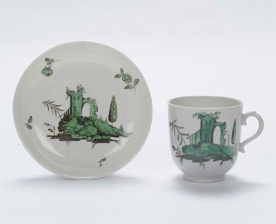Tazzina e Piattino in Porcellana, Bassano 1780