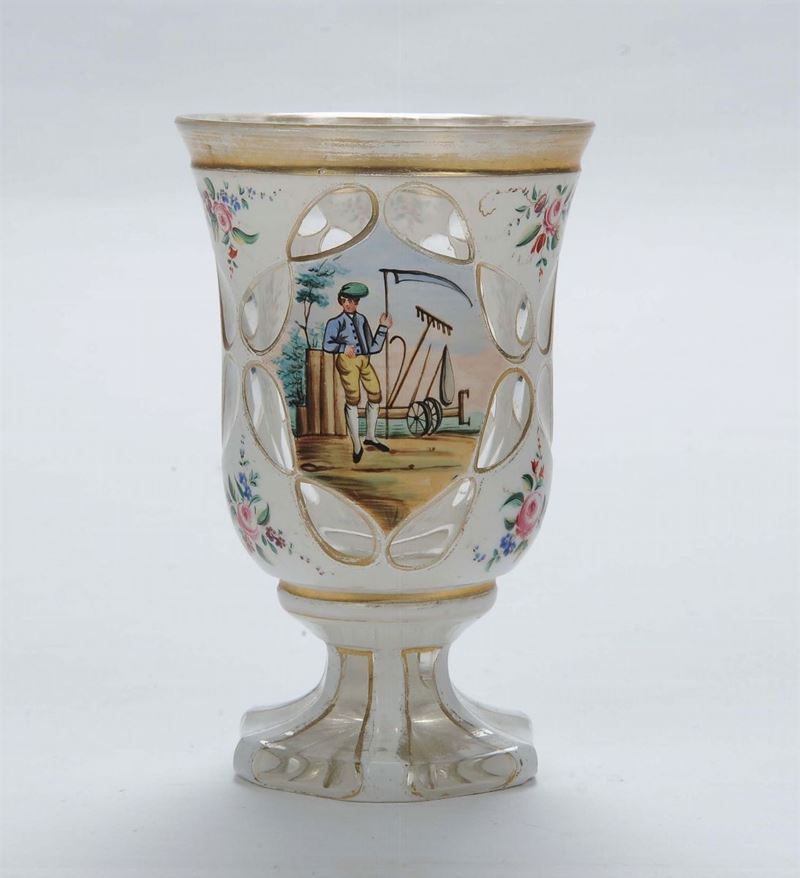 Bicchiere Boemia in vetro a doppio strato, 1860  - Asta Antiquariato e Dipinti Antichi - II - Cambi Casa d'Aste