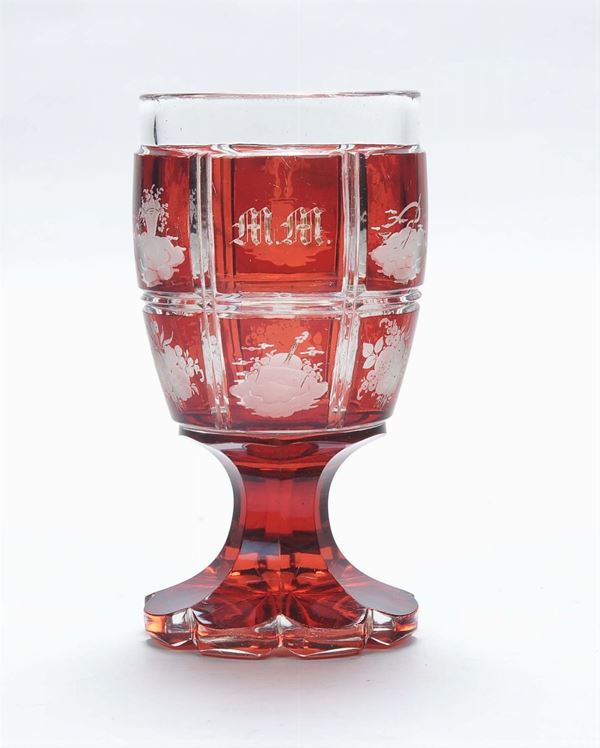 Bicchiere Boemia in vetro rosso, 1880