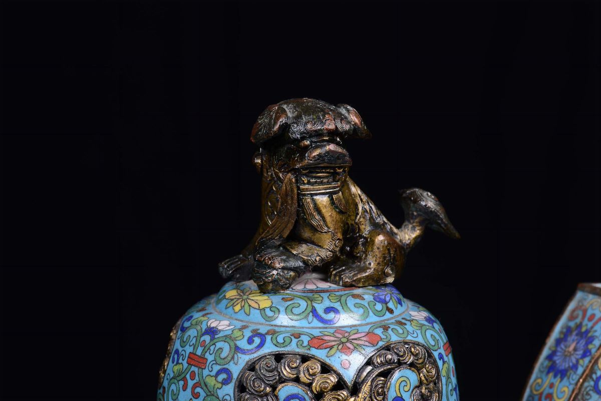 Incensiere in Bronzo Dorato e Smalti Cloisonné, Cina, Dinastia Qing, XIX Secolo