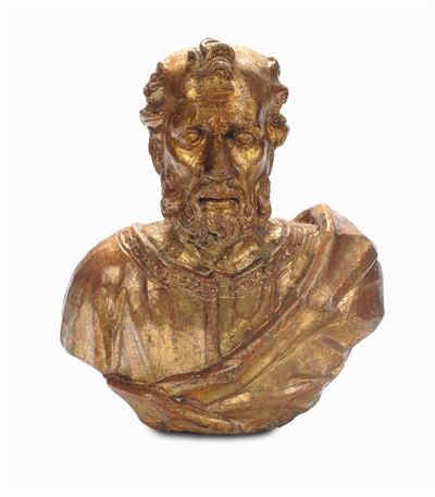 Busto Maschile in Legno Dorato