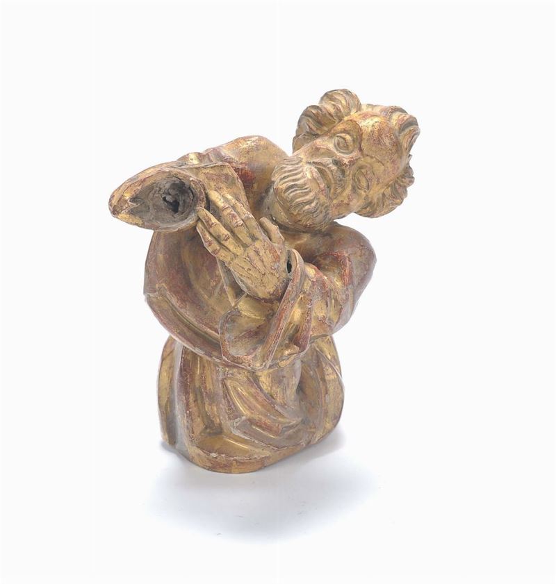 Cariatide in legno intagliato e dorato a guisa di figura maschile  - Auction Antique and Old Masters - II - Cambi Casa d'Aste