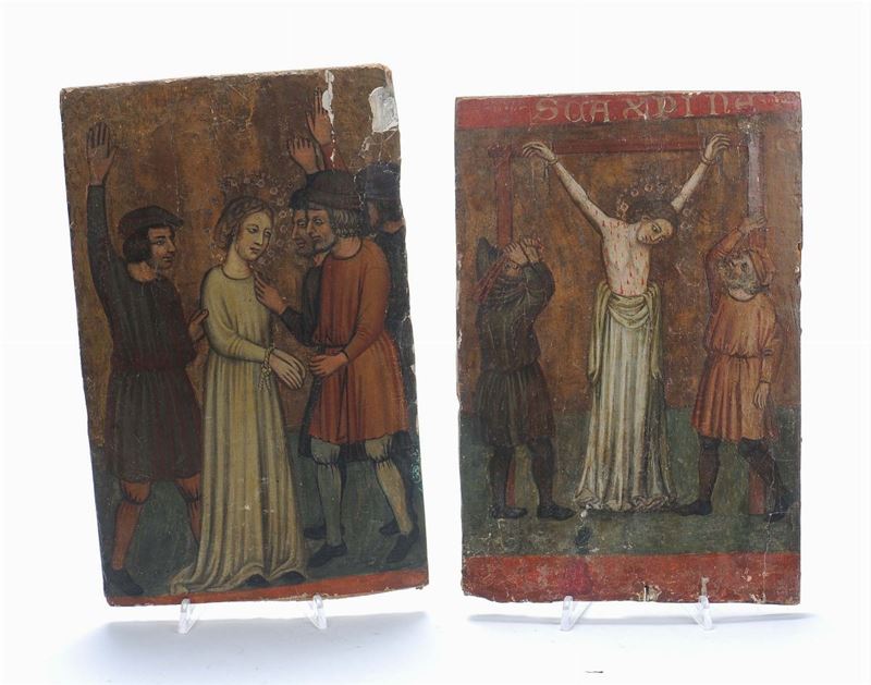 Due dipinti fondo oro Giudizio e Fustigazione  - Auction Antique and Old Masters - II - Cambi Casa d'Aste