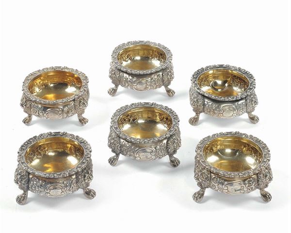 Sei saliere in argento, Londra XIX secolo