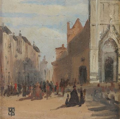 Telemaco Signorini (1835-1901)piazza Santa Croce, 1956/58