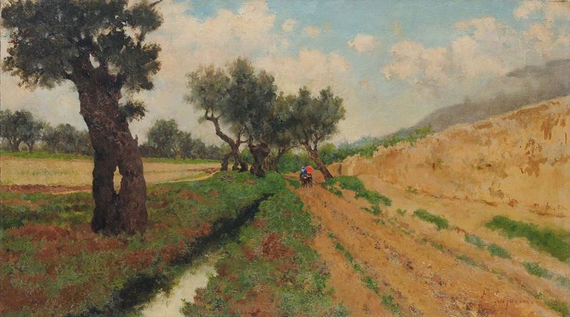Francesco Lojacono (21838-1915), ambito di Veduta di canale  - Asta Dipinti del XIX e XX secolo - Cambi Casa d'Aste