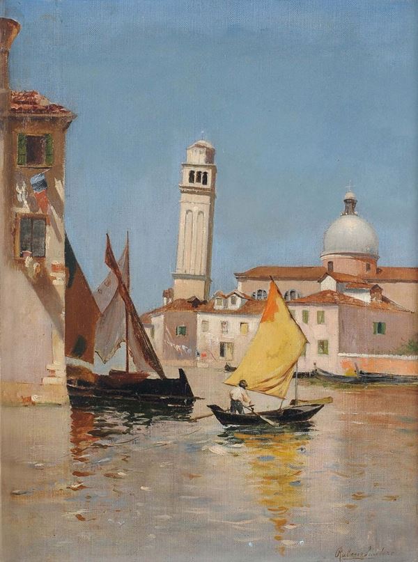 Rubens Santoro (1859-1942) Veduta di Venezia