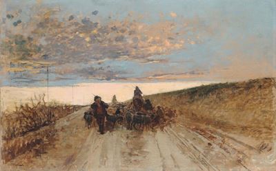 Cesare Laurenti (1854-1936)strada con Figure