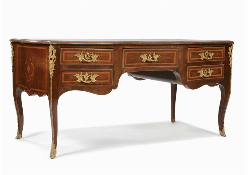 Scrivania Napoleone III lastronata e filettata, Francia inizio XX secolo  - Auction Antique and Old Masters - II - Cambi Casa d'Aste