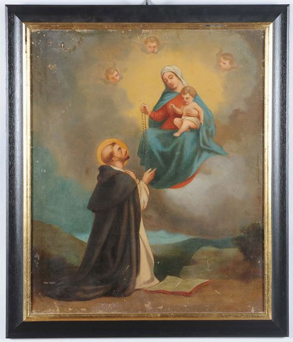 Anonimo del XX secolo Apparizione della Vergine e San Domenico