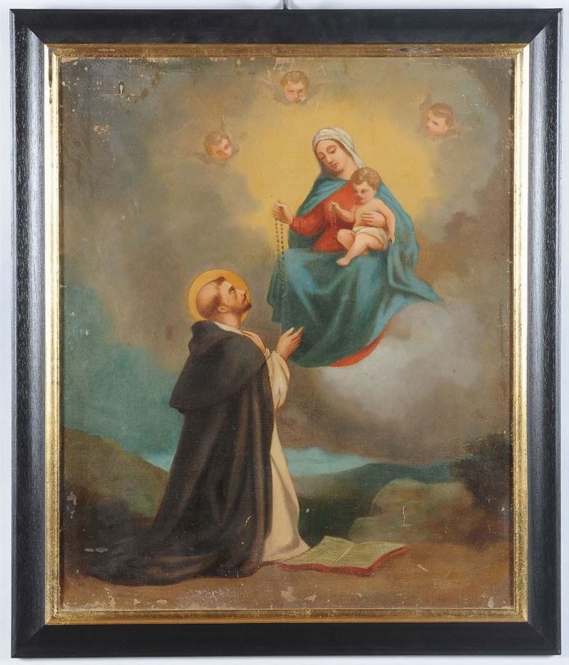 Anonimo del XX secolo Apparizione della Vergine e San Domenico  - Asta Antiquariato e Dipinti Antichi - II - Cambi Casa d'Aste