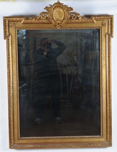 Specchiera Dorata in Stile Neoclassico, XIX Secolo