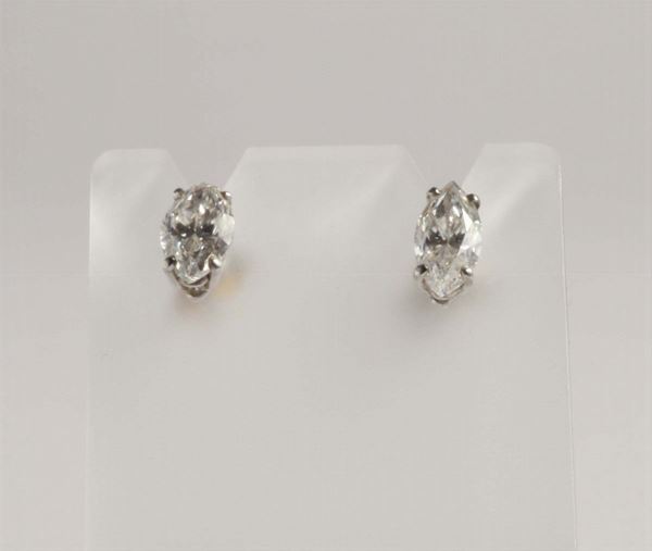 A pair of navette diamond earstuds