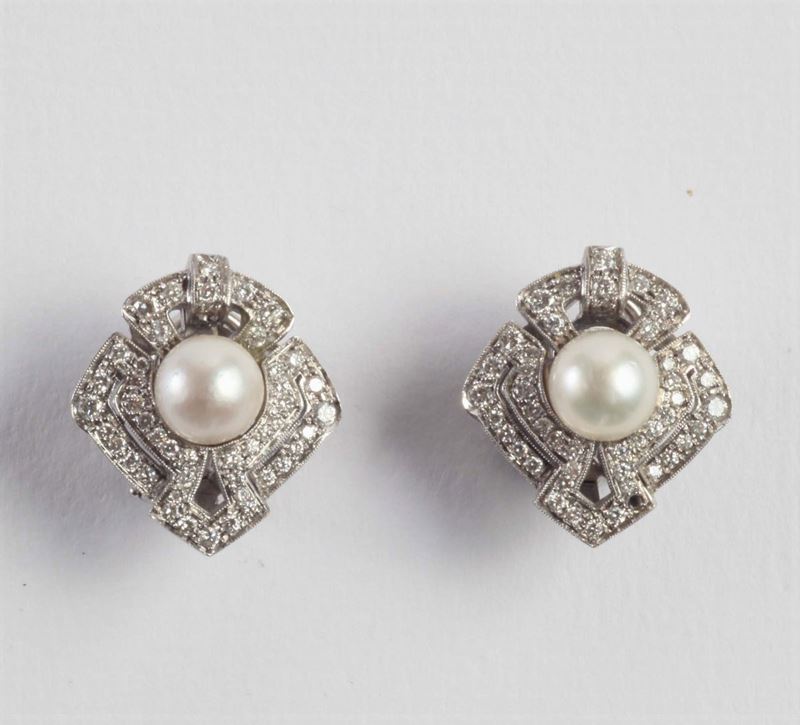 Orecchini con perle e diamanti  - Asta Argenti e Gioielli Antichi e Contemporanei - Cambi Casa d'Aste