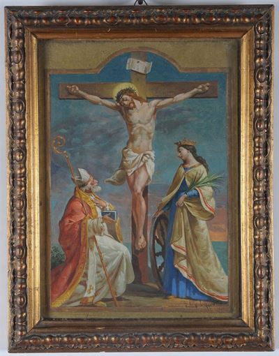 Luigi Gerolamo Leggero (1892-?)bozzetto per Affresco, S. Caterina S. Prospero e Gesù, 1924