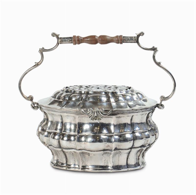 Scaldino in argento con coperchio traforato  - Auction Silver, Ancient and Contemporary Jewels - Cambi Casa d'Aste
