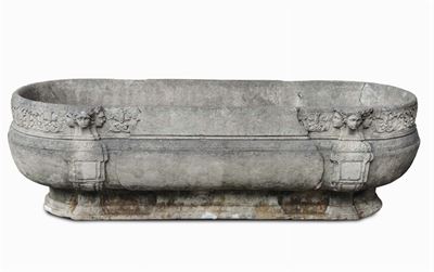 Vasca in Marmo Bianco Scolpito, XIX Secolo