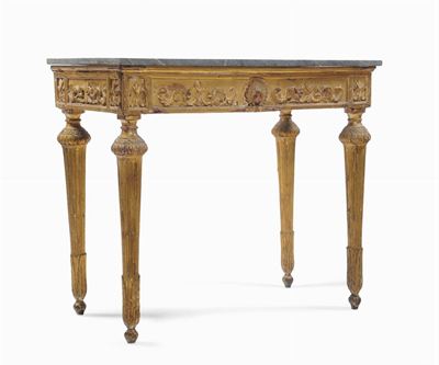Console Luigi XVI in Legno Intagliato e Dorato, XVIII Secolo