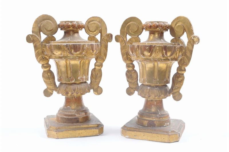 Coppia di vasi porta palme in legno dorato  - Auction Antique and Old Masters - II - Cambi Casa d'Aste