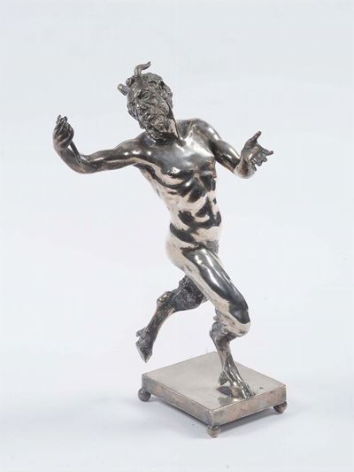 Figura di Satiro in Metallo Argentato