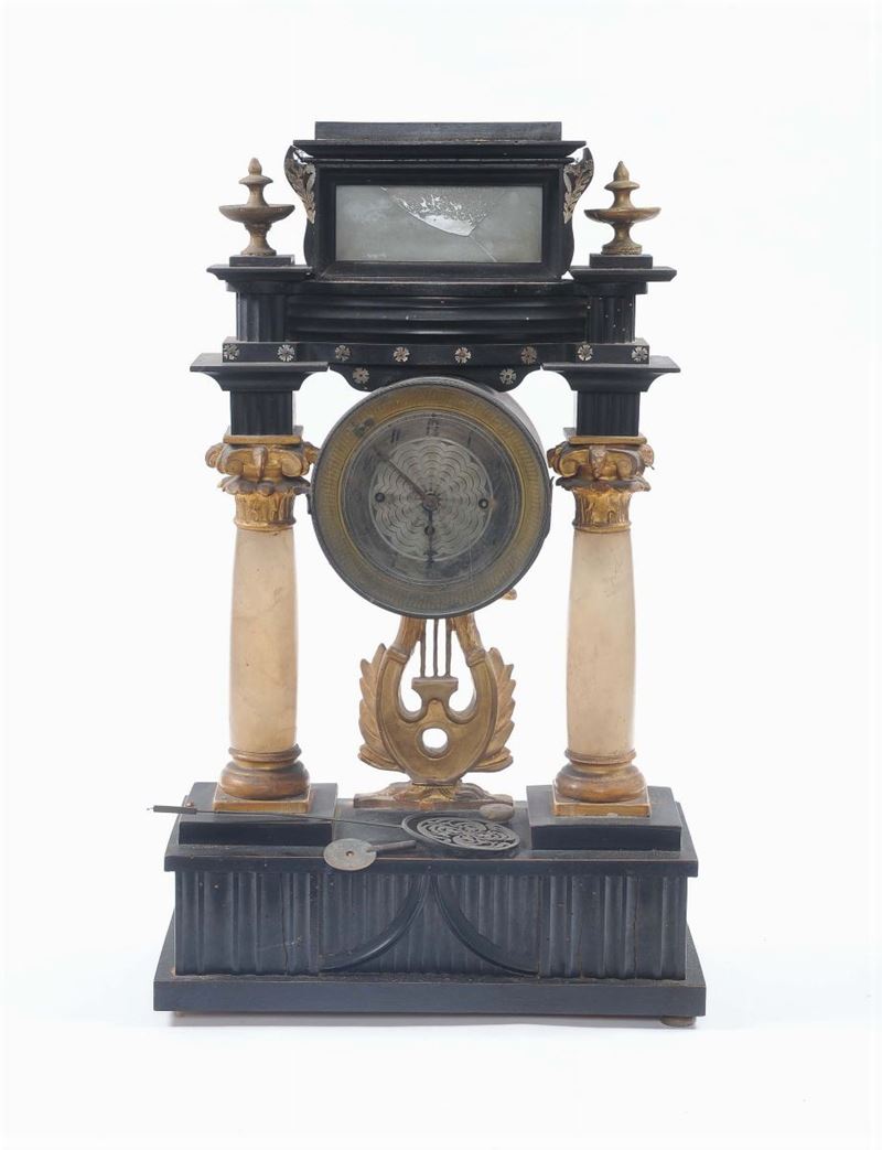 Orologio a tempietto con colonne in alabastro  - Auction Antique and Old Masters - II - Cambi Casa d'Aste