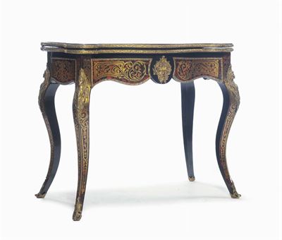Tavolo da Gioco in Stile Boulle, Francia Fine del XIX Secolo