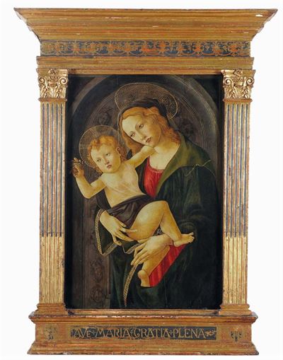 Sandro Botticelli (firenze 1445-1510), Cerchia di (luca di Fruosino Attr.)madonna con Bambino