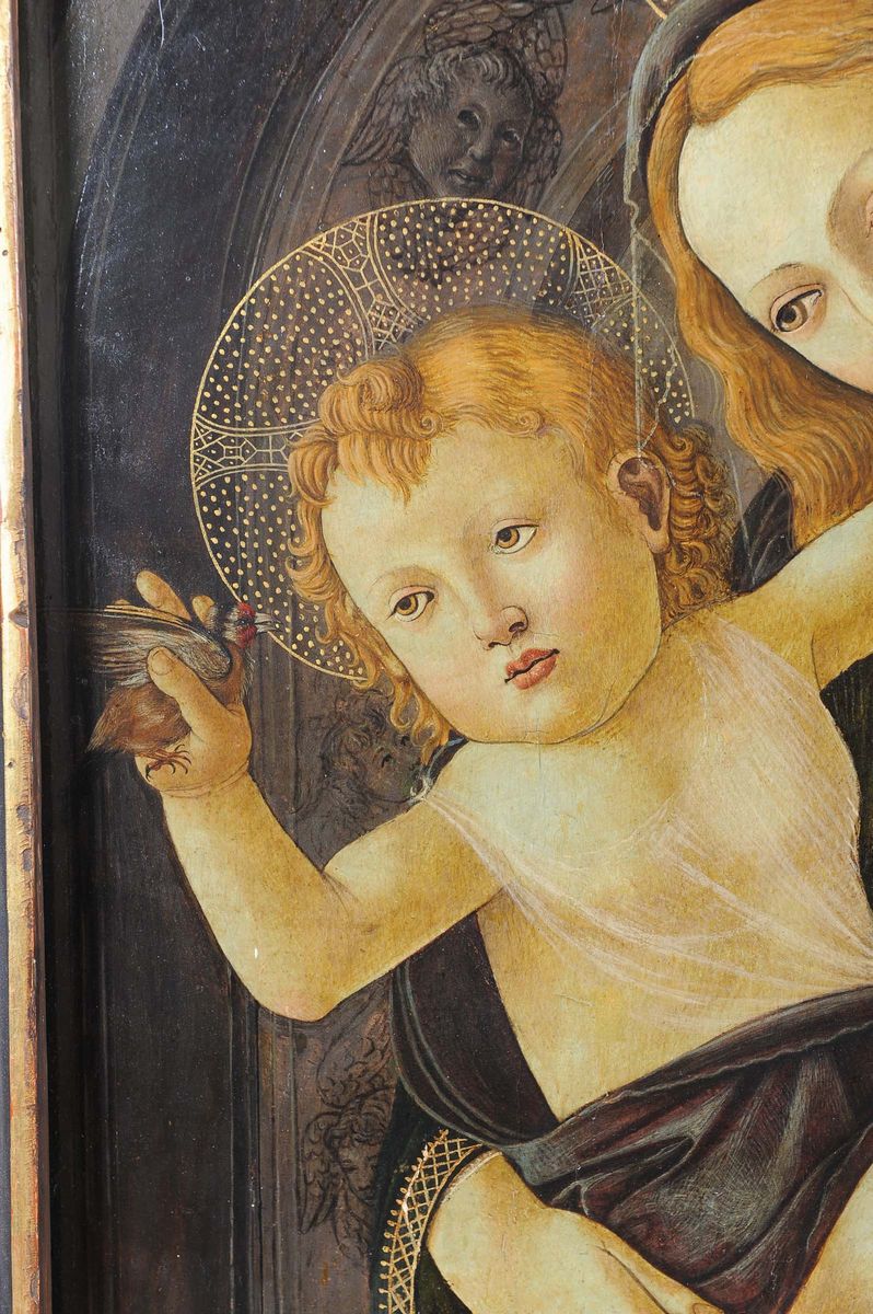 Sandro Botticelli (firenze 1445-1510), Cerchia di (luca di Fruosino Attr.)madonna con Bambino