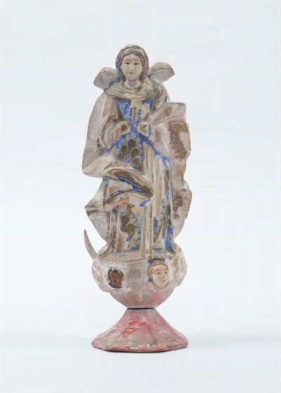 Scultura in Legno Laccato Raffigurante Madonna