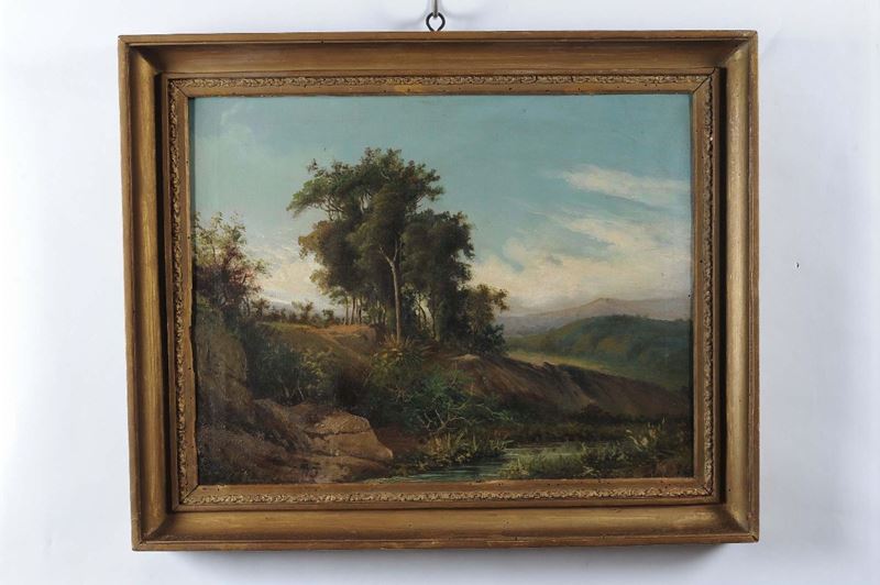 Nicola Palizzi (1820-1870) Paesaggio, 1845  - Asta Antiquariato e Dipinti Antichi - II - Cambi Casa d'Aste