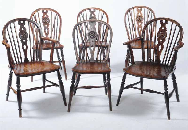 Quattro sedie e due poltrone a stecche  - Auction Antique and Old Masters - II - Cambi Casa d'Aste