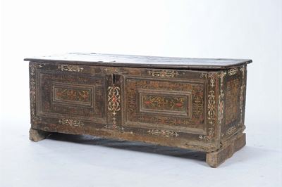 Cassapanca in Legno Dipinto, XVII Secolo