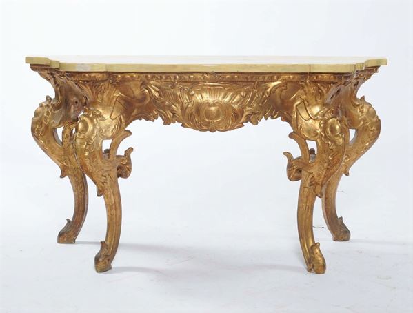 Console in legno intagliato e dorato, XVIII-XIX secolo