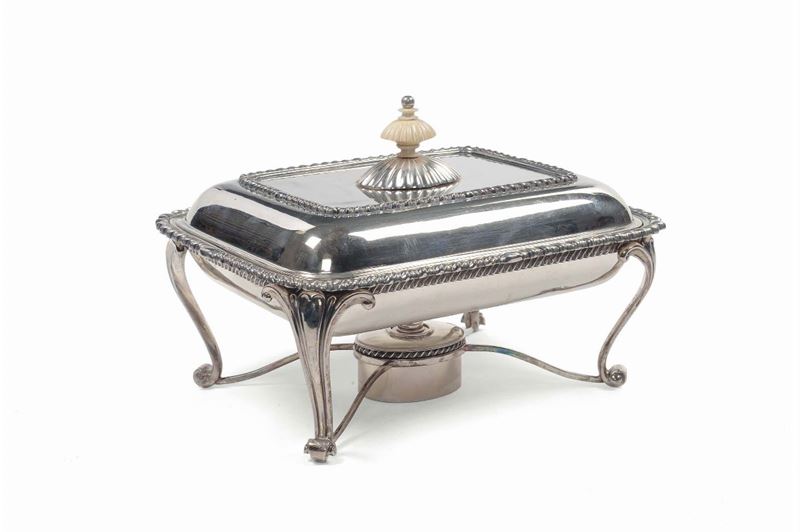 Scaldavivande in argento fuso completo di bruciatore  - Auction Silver, Ancient and Contemporary Jewels - Cambi Casa d'Aste