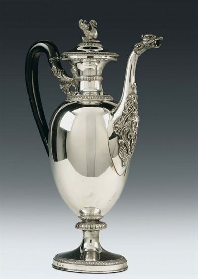 Grande Caffettiera in Argento Impero, Milano, Argentiere Tommaso Panizza (1837-1868)