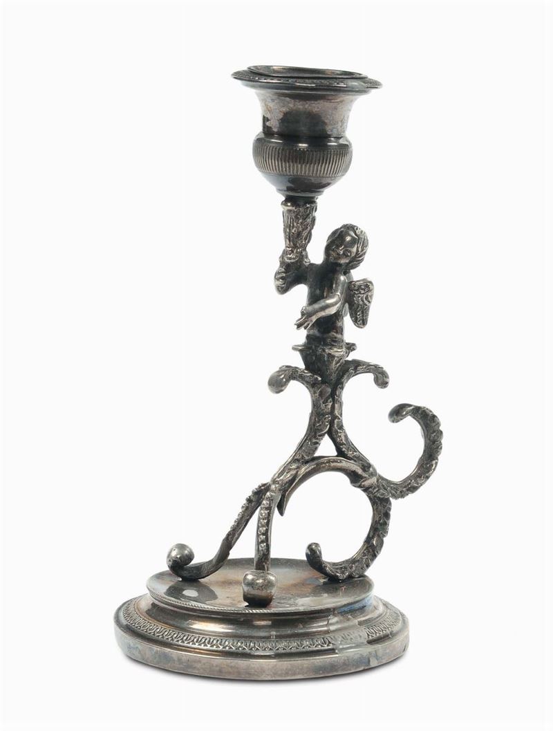 Bugia in argento con amorino, Roma - Pietro Stefani (1843-1857)  - Auction Silver, Ancient and Contemporary Jewels - Cambi Casa d'Aste