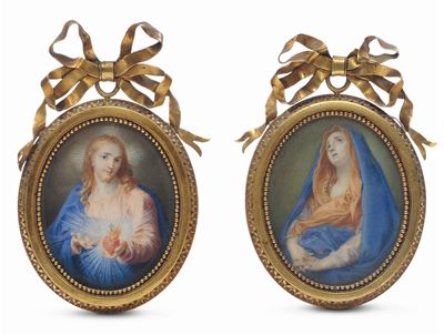 Scuola Romana della Fine del XVIII Secologesù Cristo e Madonna