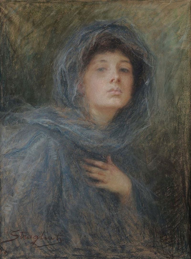 Carlo Stragliati (1868-1925) Velo grigio  - Asta Dipinti del XIX e XX secolo - Cambi Casa d'Aste
