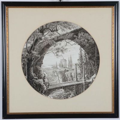 Francois Houtin (1950)paesaggio Fantastico con Rovine
