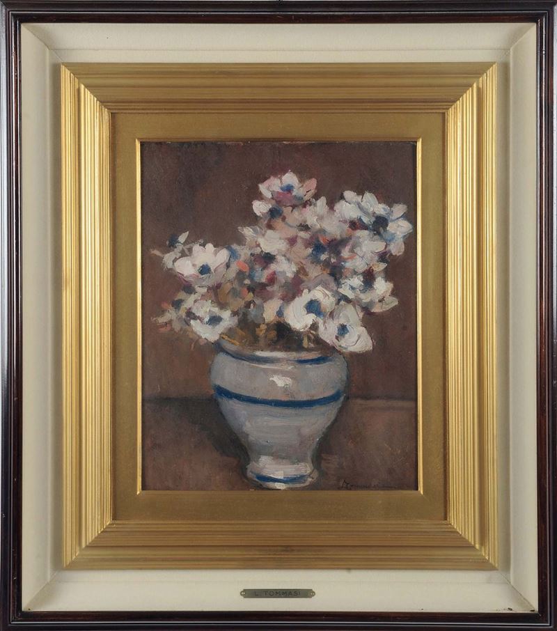 Ludovico Tommasi (1866-1941) Natura morta con vaso di fiori  - Asta Dipinti del XIX e XX secolo - Cambi Casa d'Aste