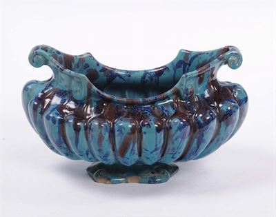 Grande Ciotola Baccellata in Maiolica Smaltata, Inizi XX Secolo