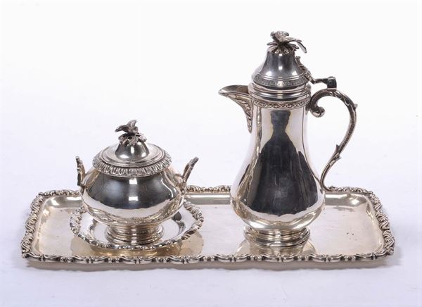 Servizio da caffè in argento, Egitto fine XIX secolo