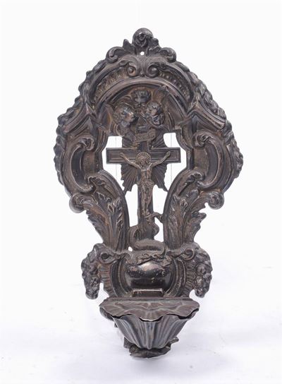 Acquasantiera in Argento Sbalzato, XIX Secolo
