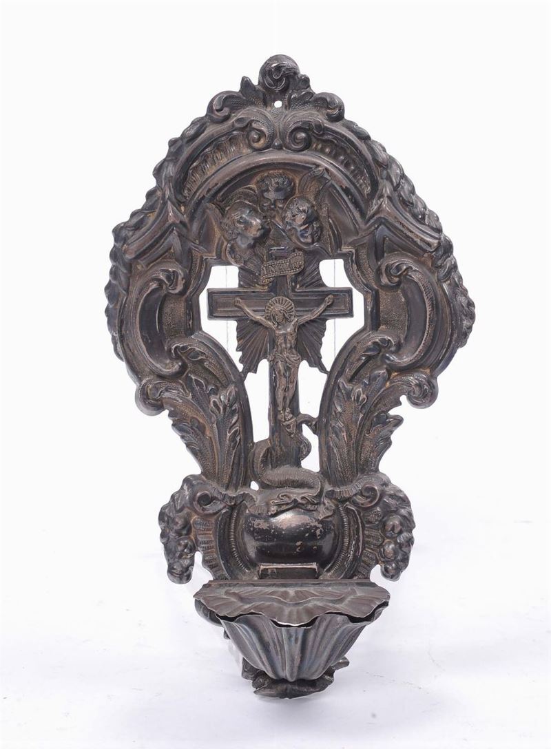 Acquasantiera in argento sbalzato, XIX secolo  - Auction Antique and Old Masters - II - Cambi Casa d'Aste