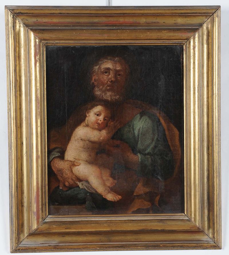 Scuola del XVII secolo San Giuseppe con Bambino  - Asta Antiquariato e Dipinti Antichi - II - Cambi Casa d'Aste