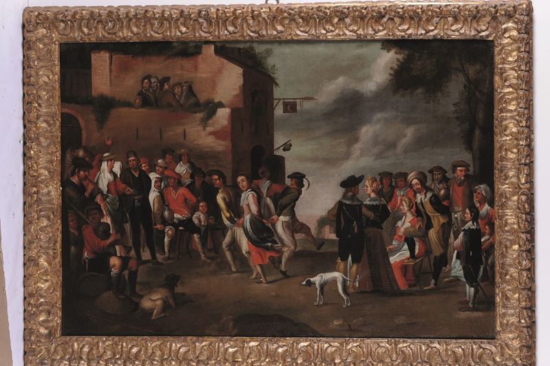 Scuola fiamminga del XVIII secolo Festa campestre  - olio su tela - Auction Old Masters - Cambi Casa d'Aste