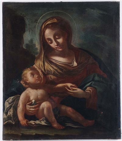 Scuola Romana del XVII Secolomadonna con il Bambino