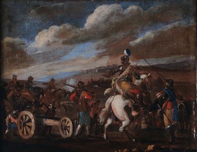 Scuola Napoletana del XVII Secolobattaglie con Cavalieri