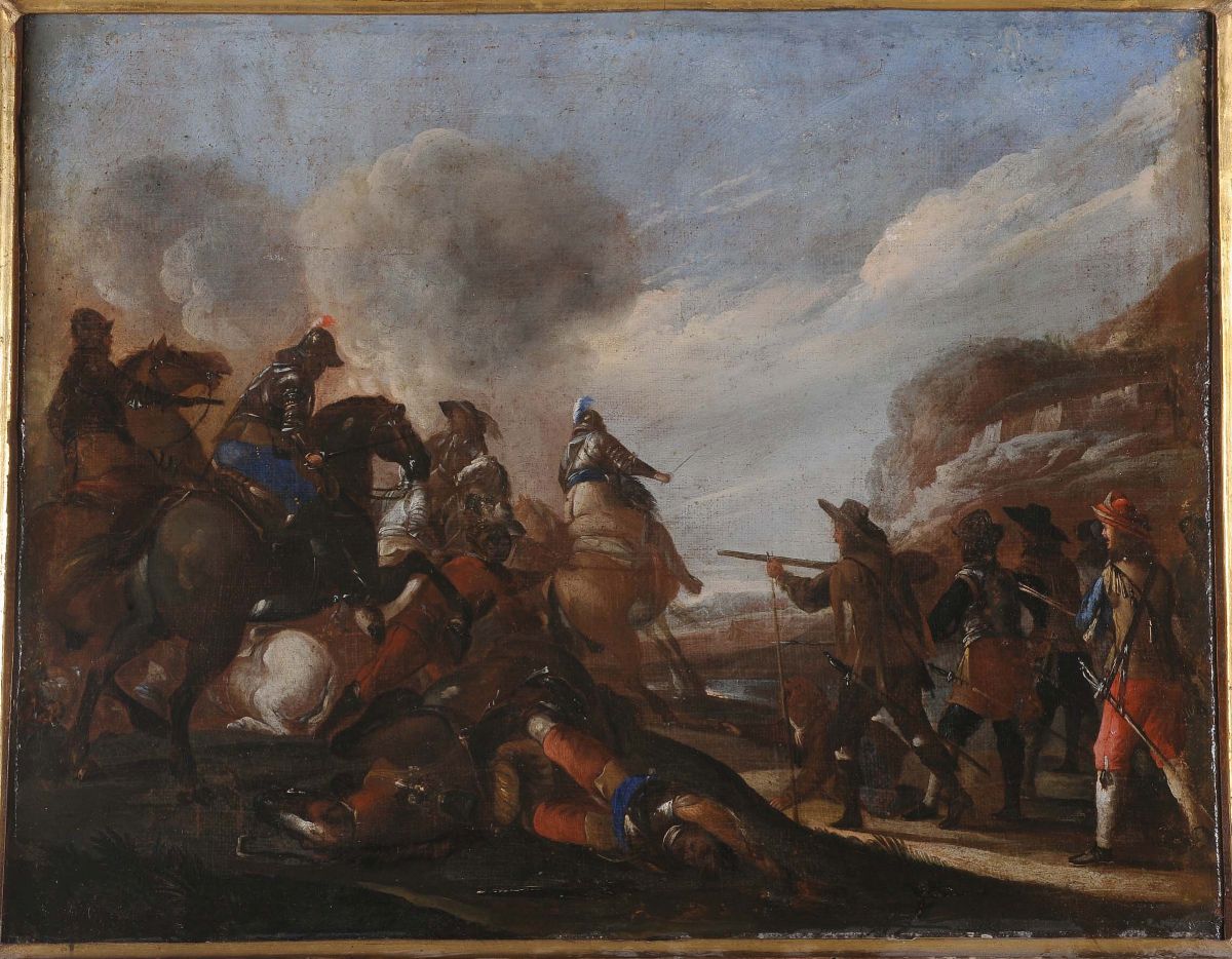 Scuola Napoletana del XVII Secolobattaglie con Cavalieri