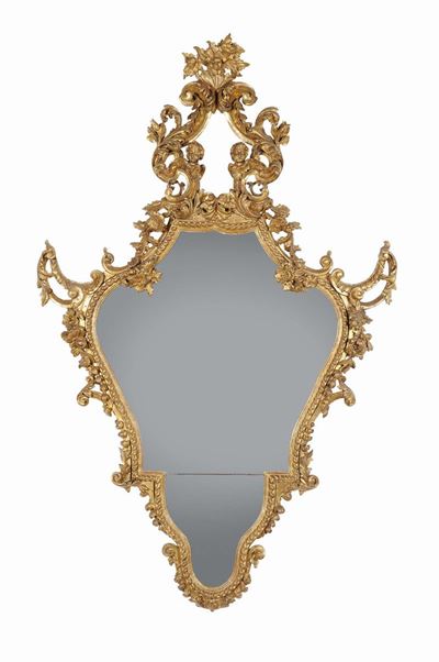 Specchiera in Legno Intagliato e Dorato, XVIII Secolo